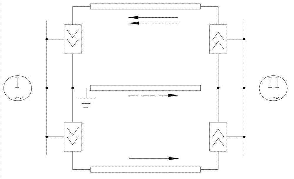 Neutral point disperse grounding type two-terminal direct current bipolar transmission system