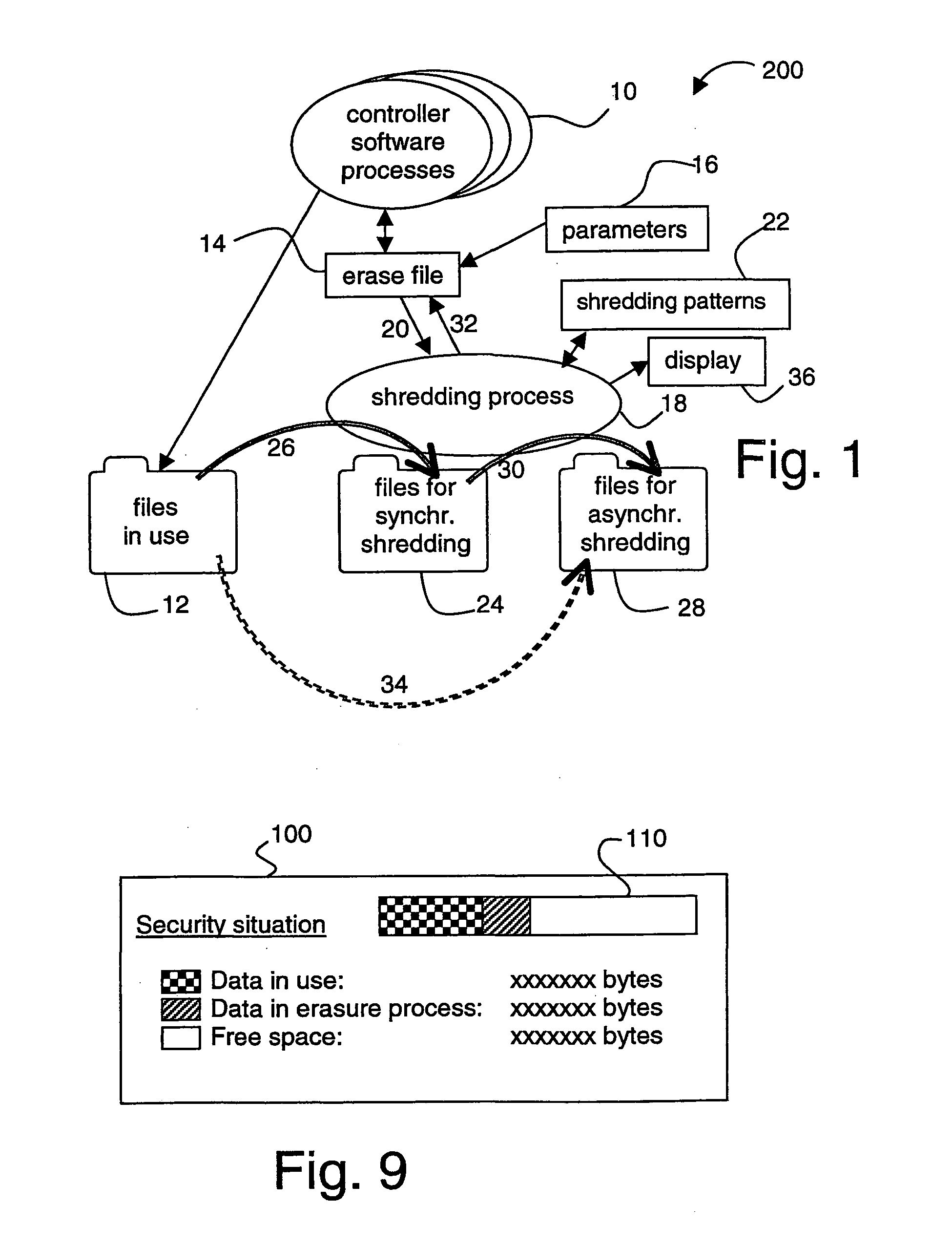 Erasing a stored information pattern on a storage medium