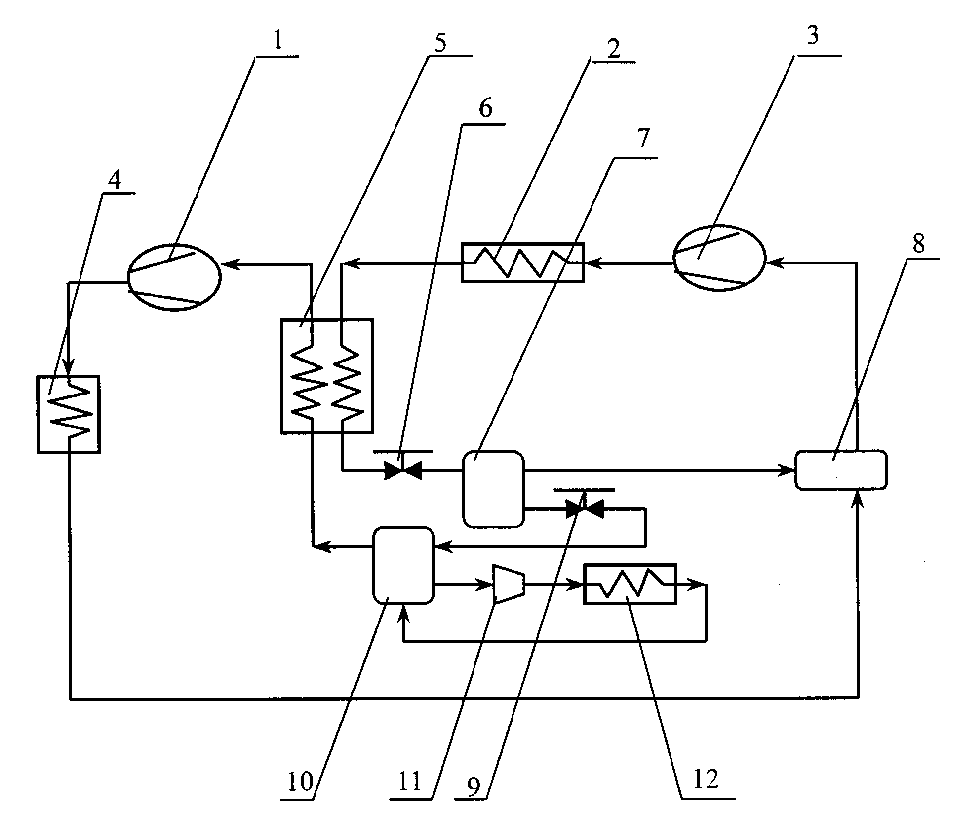 Two-stage carbon dioxide low-temp. refrigerator