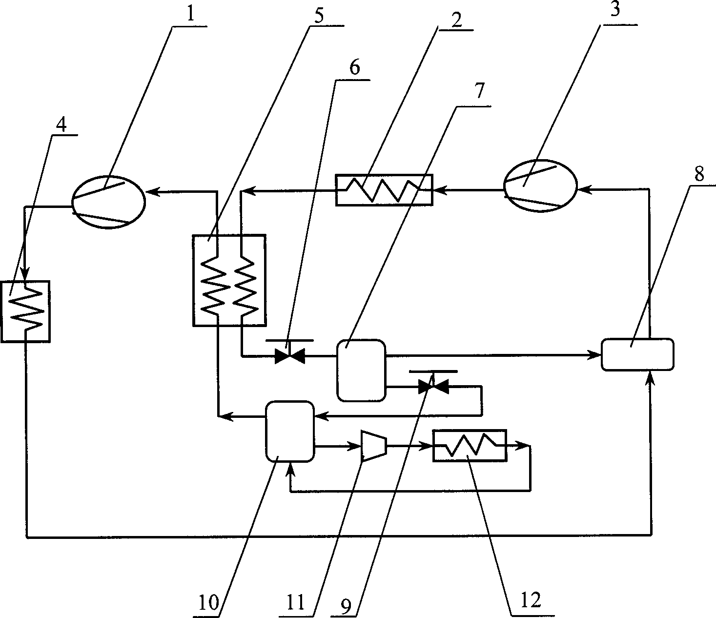 Two-stage carbon dioxide low-temp. refrigerator