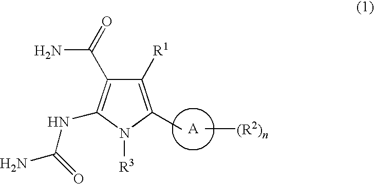 Novel pyrrole derivative having ureido group and aminocarbonyl group as substituents