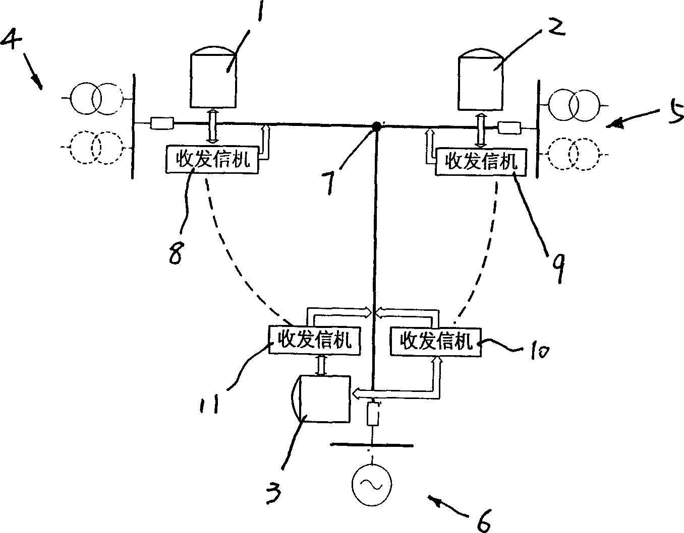 220 thousand volt high-voltage t-connection line three-side longitudinal protection device