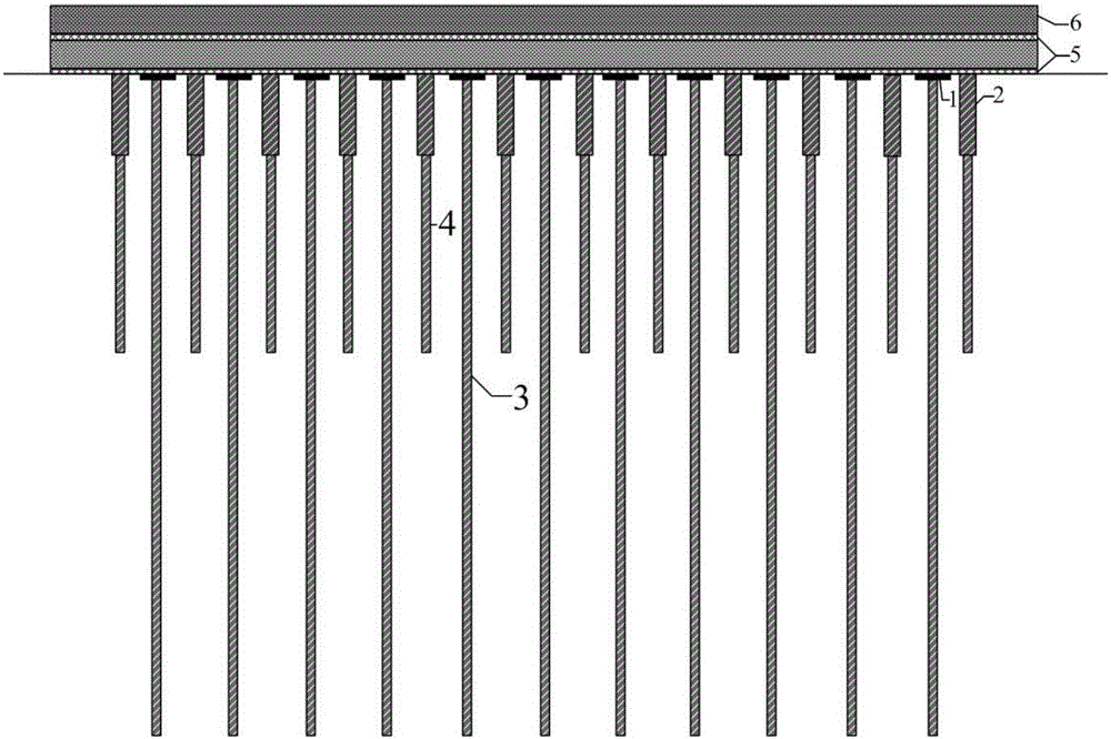 Composite pile structure suitable for coastal deep reclaimed soil foundation treatment and construction method