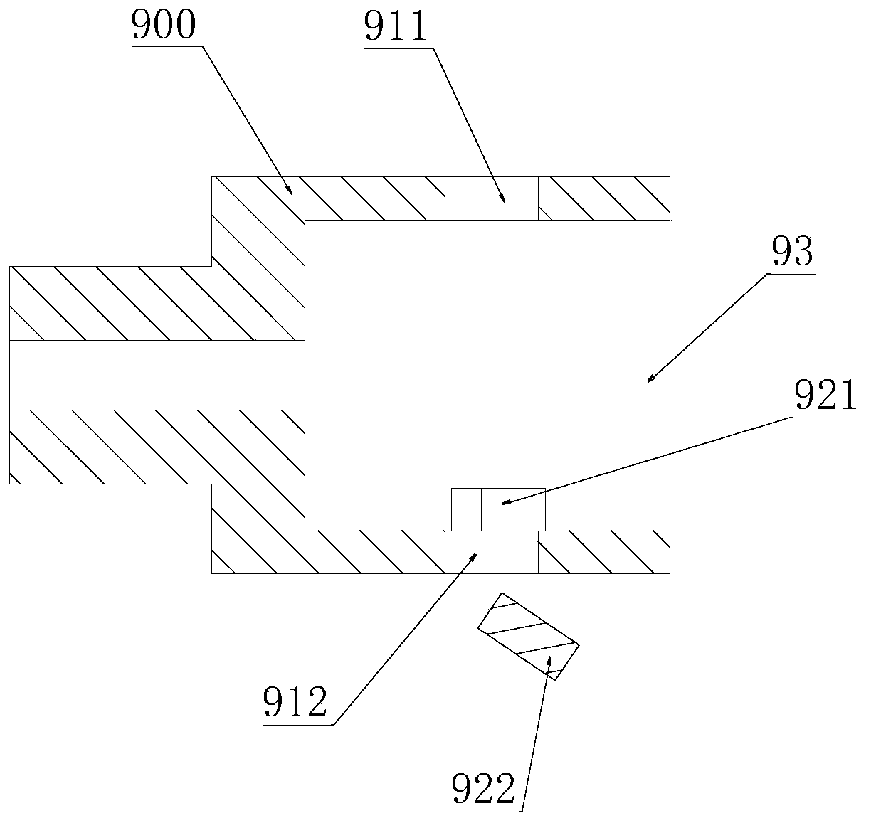 Automatic core discharging device for electro-spark wire-electrode cutting peripheral hole slot of tubular part