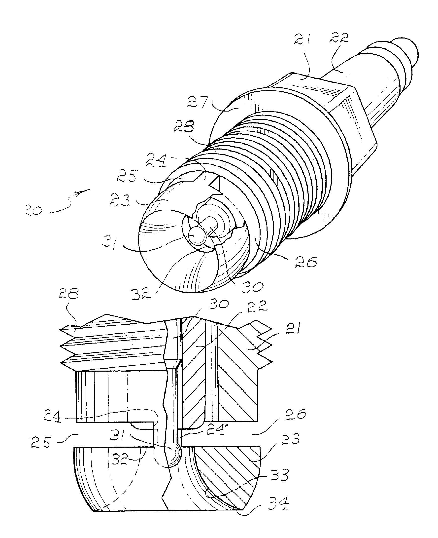 Jet nozzle spark plug