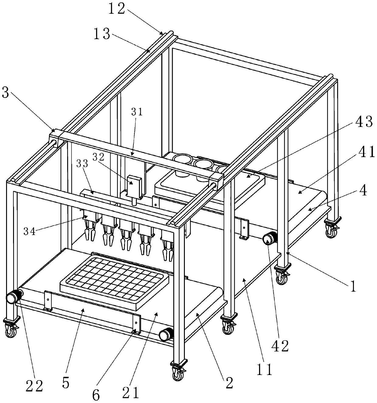 Automatic plug-tray seedling transplanting device