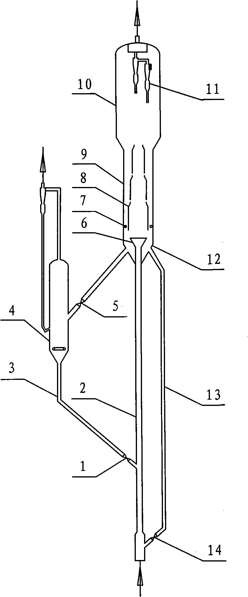 Device for improving pipe and gas-solid circumfluence bed coupling reaction