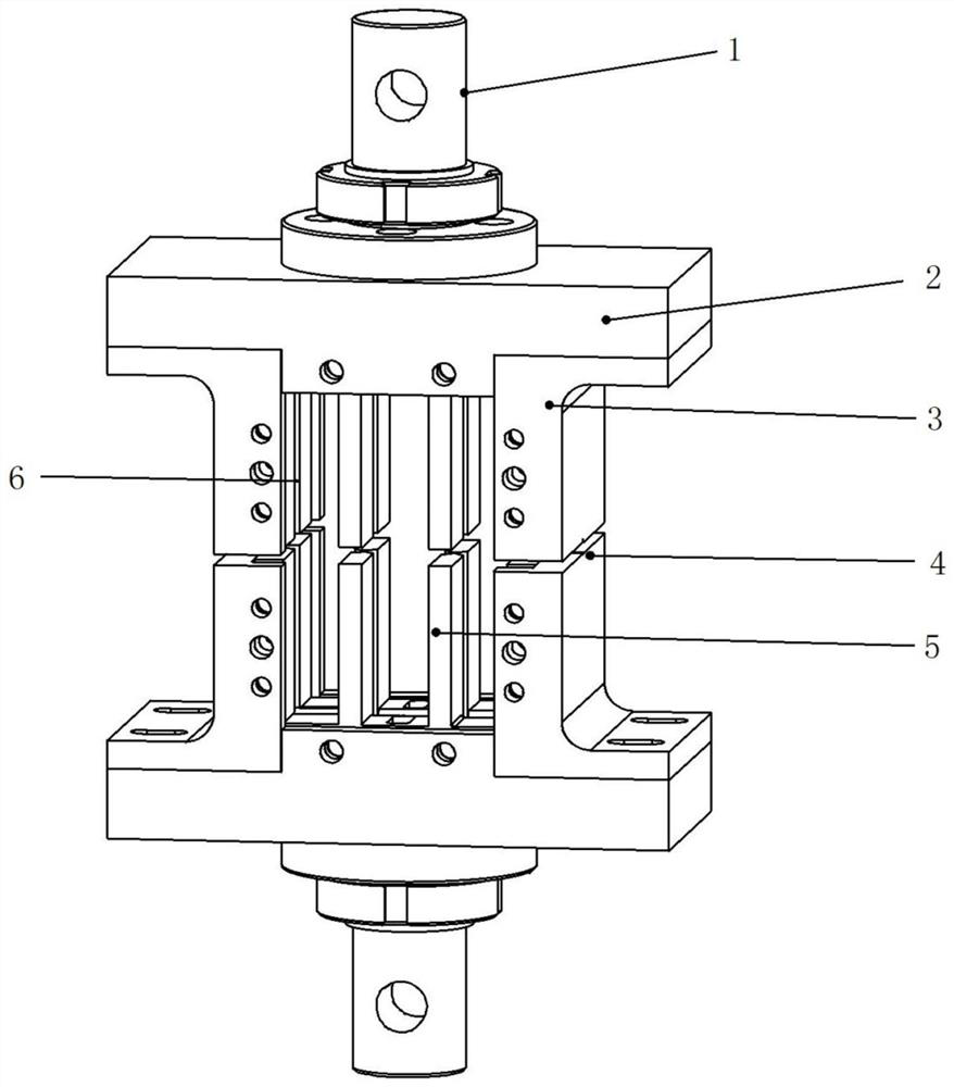 A test device for compression test of thermoplastic composite sheet after impact