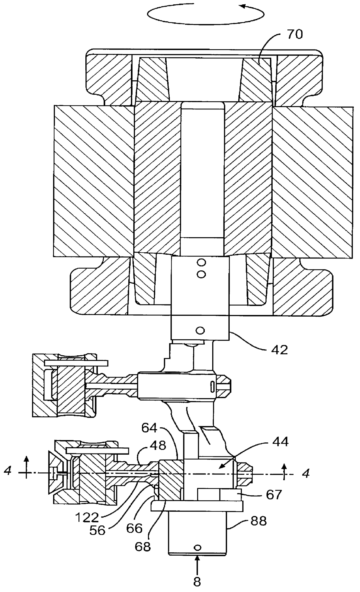 Adjustable crankpin throw structure having improved throw stabilizing means