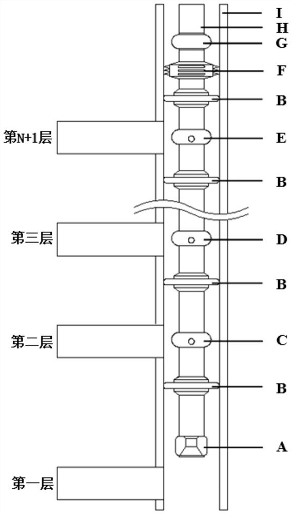 Throttling-free multistage layered fracturing pipe column and multistage layered fracturing construction method