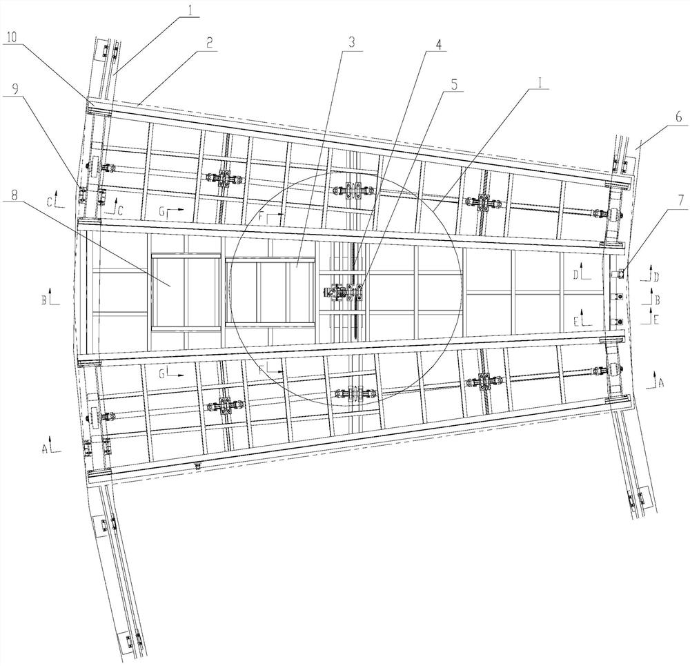 Wading translation arc-shaped cover plate trolley platform