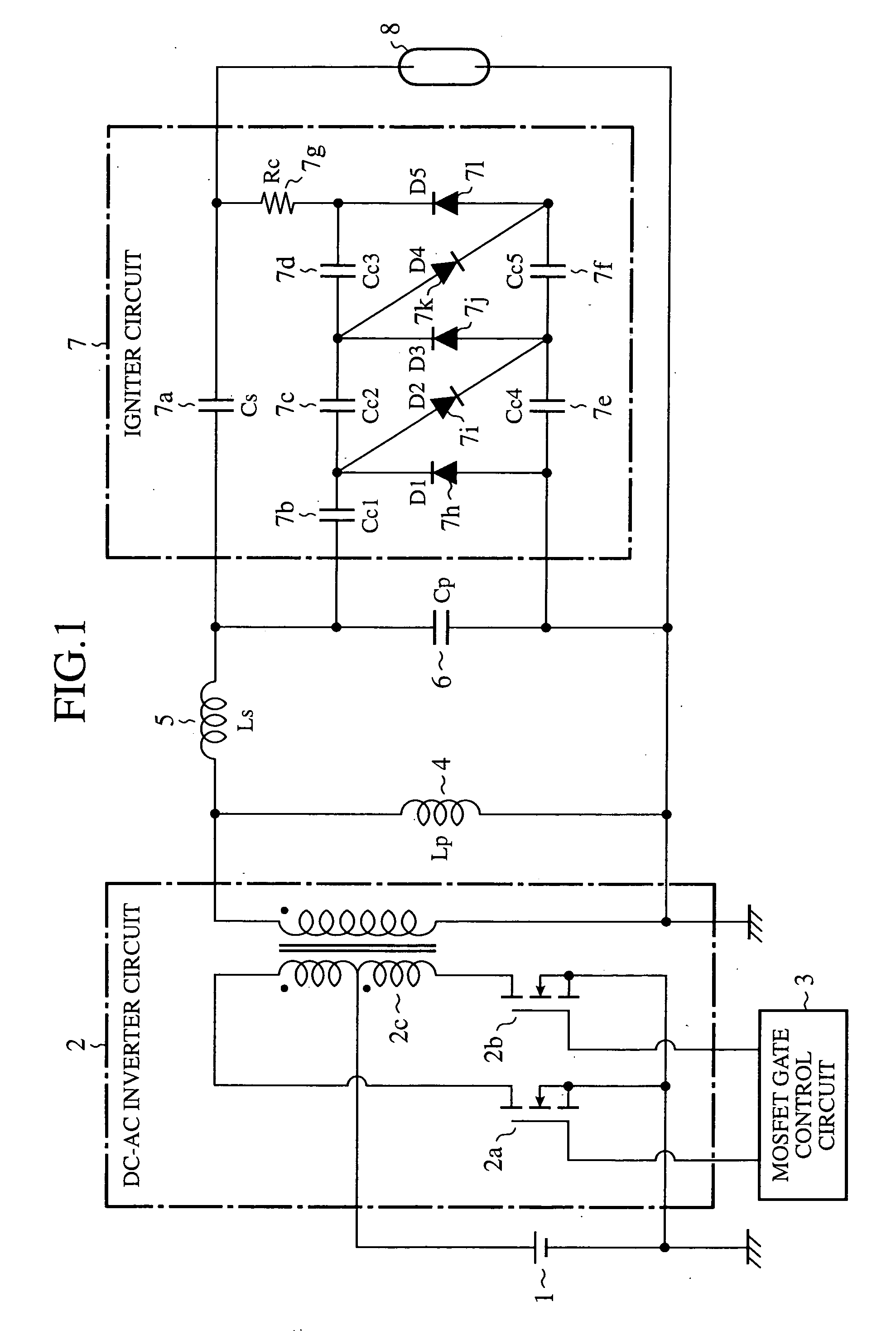 Discharge lamp ballast circuit