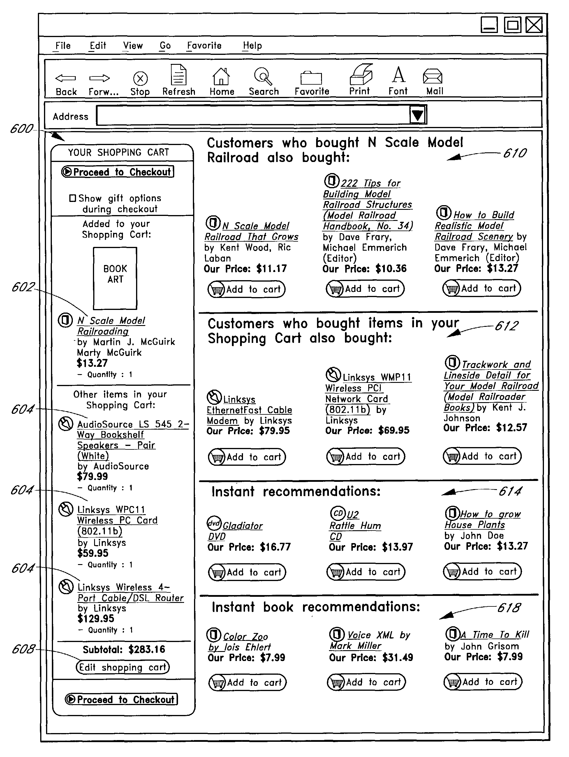 User interface and methods for recommending items to users