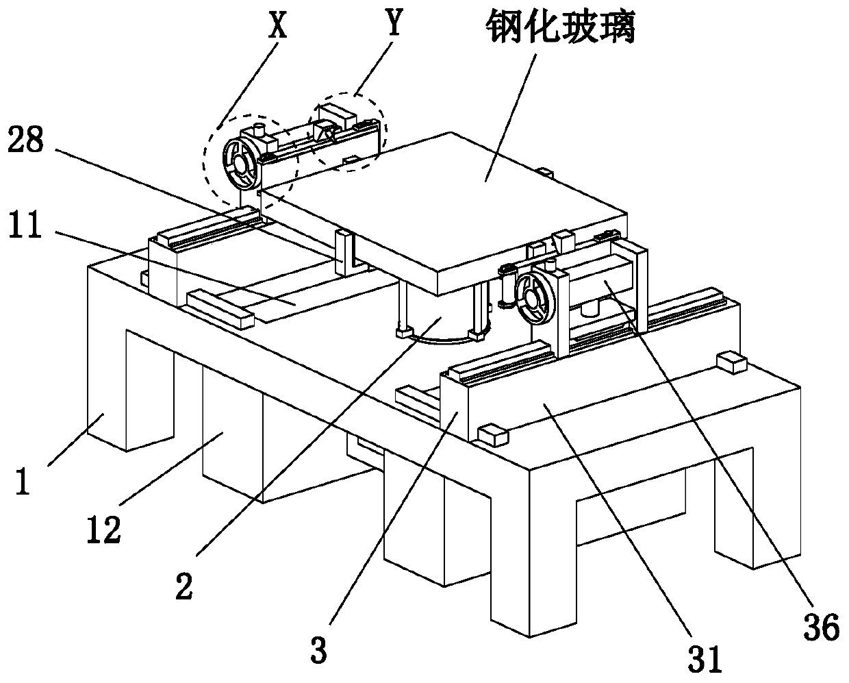 Edge grinding machine for tempered glass production and manufacturing and grinding method