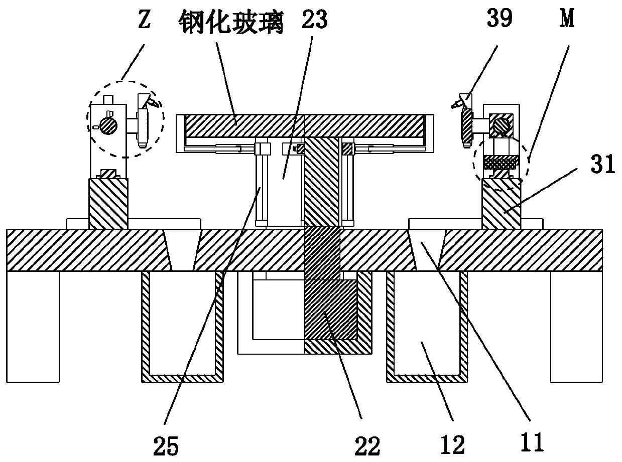 Edge grinding machine for tempered glass production and manufacturing and grinding method