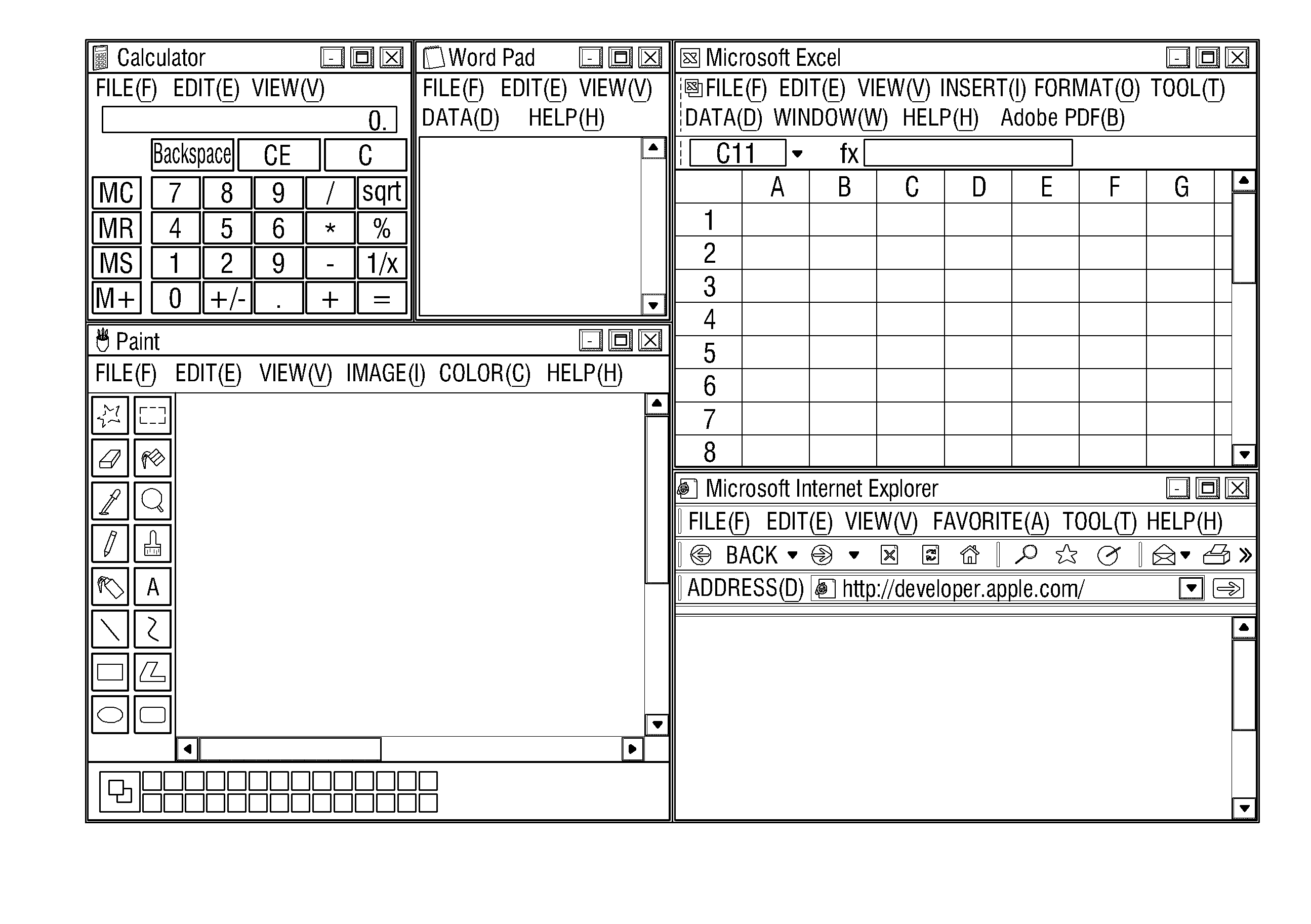 Method for displaying screen, method for generating screen, method for operating application, and electronic device using the same