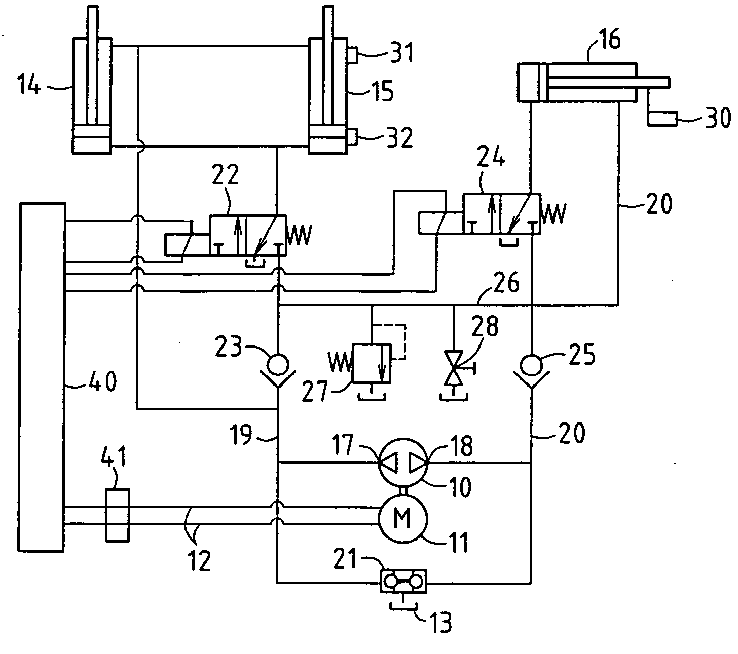 Hydraulic actuating device for a convertible top assembly of a vehicle