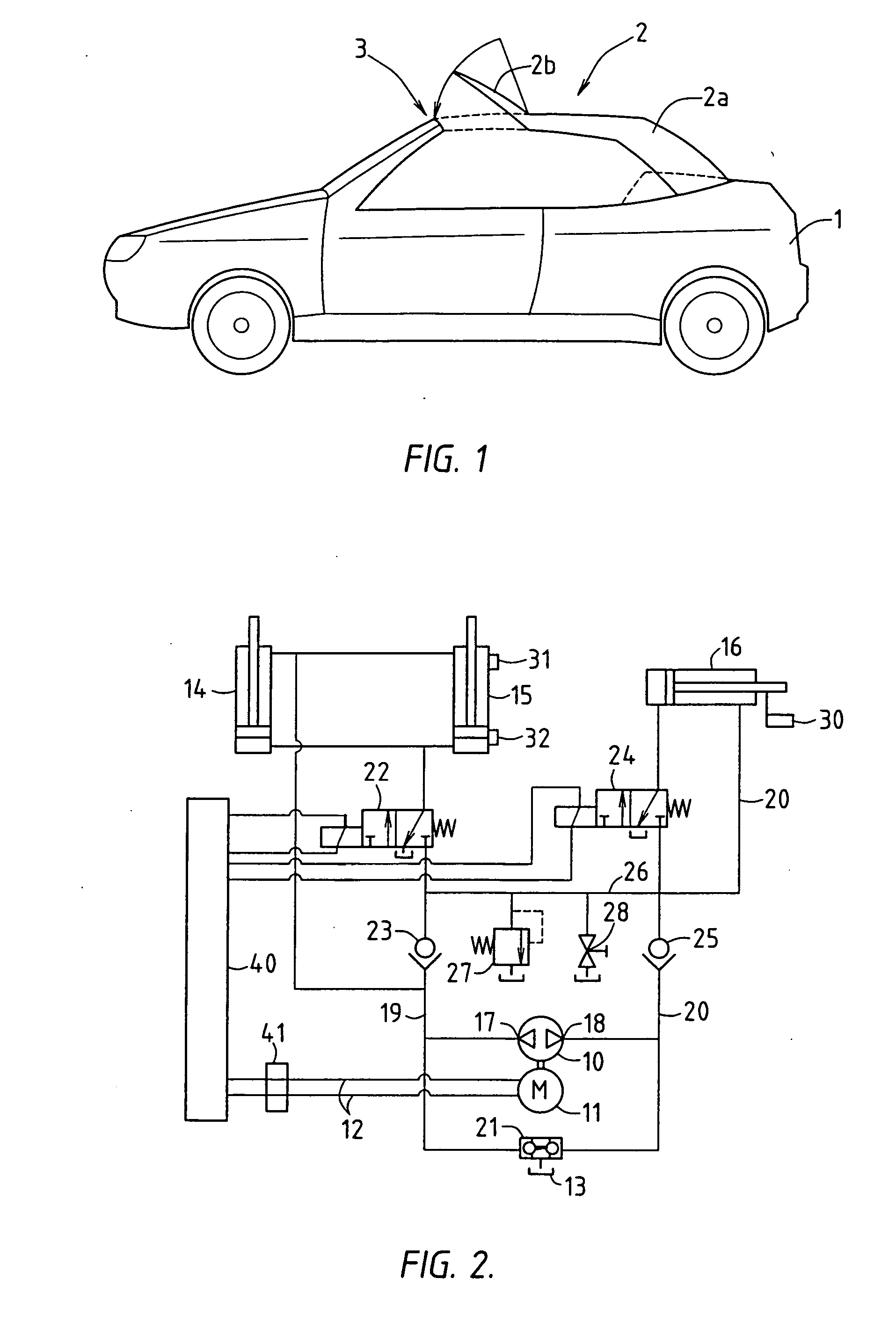 Hydraulic actuating device for a convertible top assembly of a vehicle