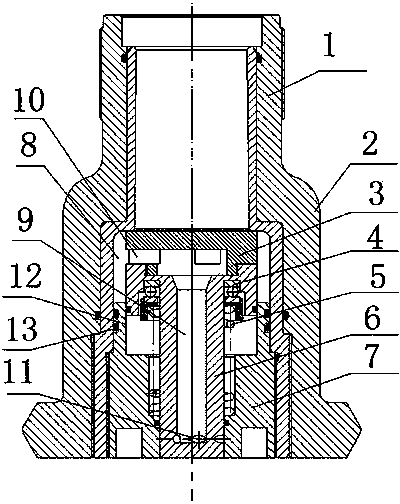 Lower vortex hole driving rotary spraying device for ocean drilling platform pile shoe assistant lifting