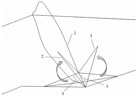 Control surface suitable for course autostability and control of high-aspect-ratio flying wing arranging airplane