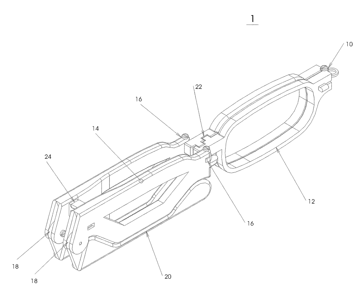 Foldable glasses with magnifier