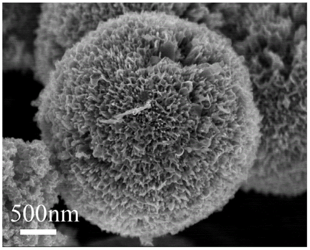 Wavy MoS2 nanosheet inlaid TiO2 dandelion nanosphere composite heterojunction semiconductor material and preparation method thereof