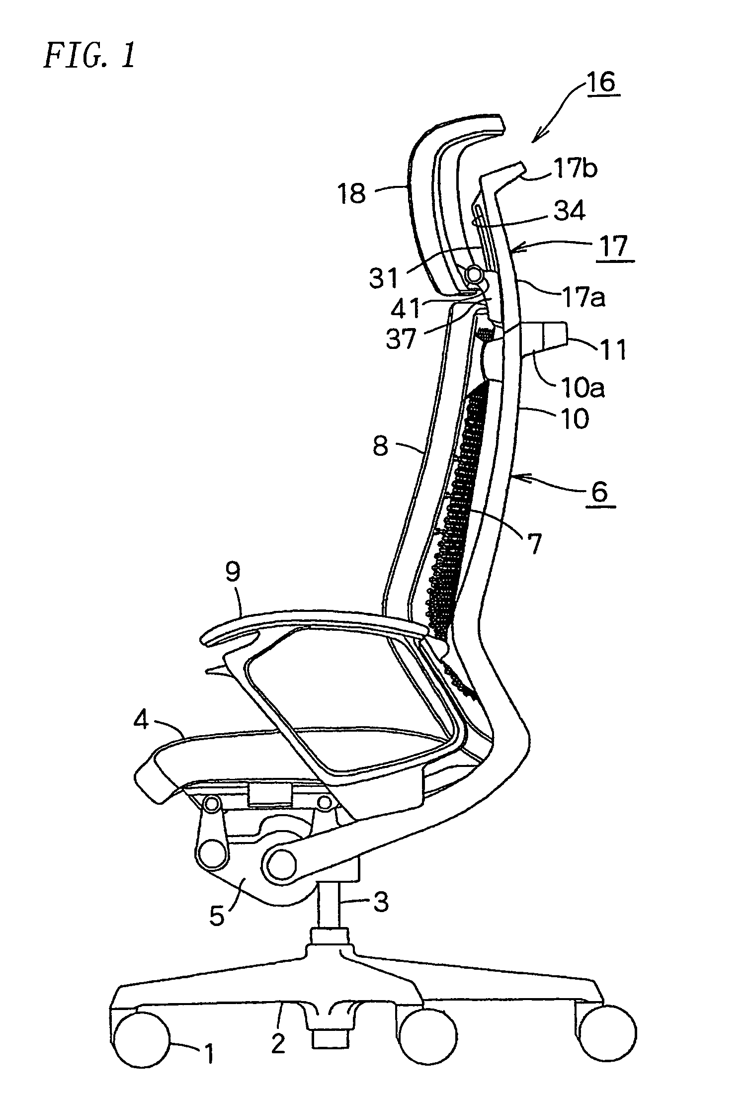 Headrest device in a chair