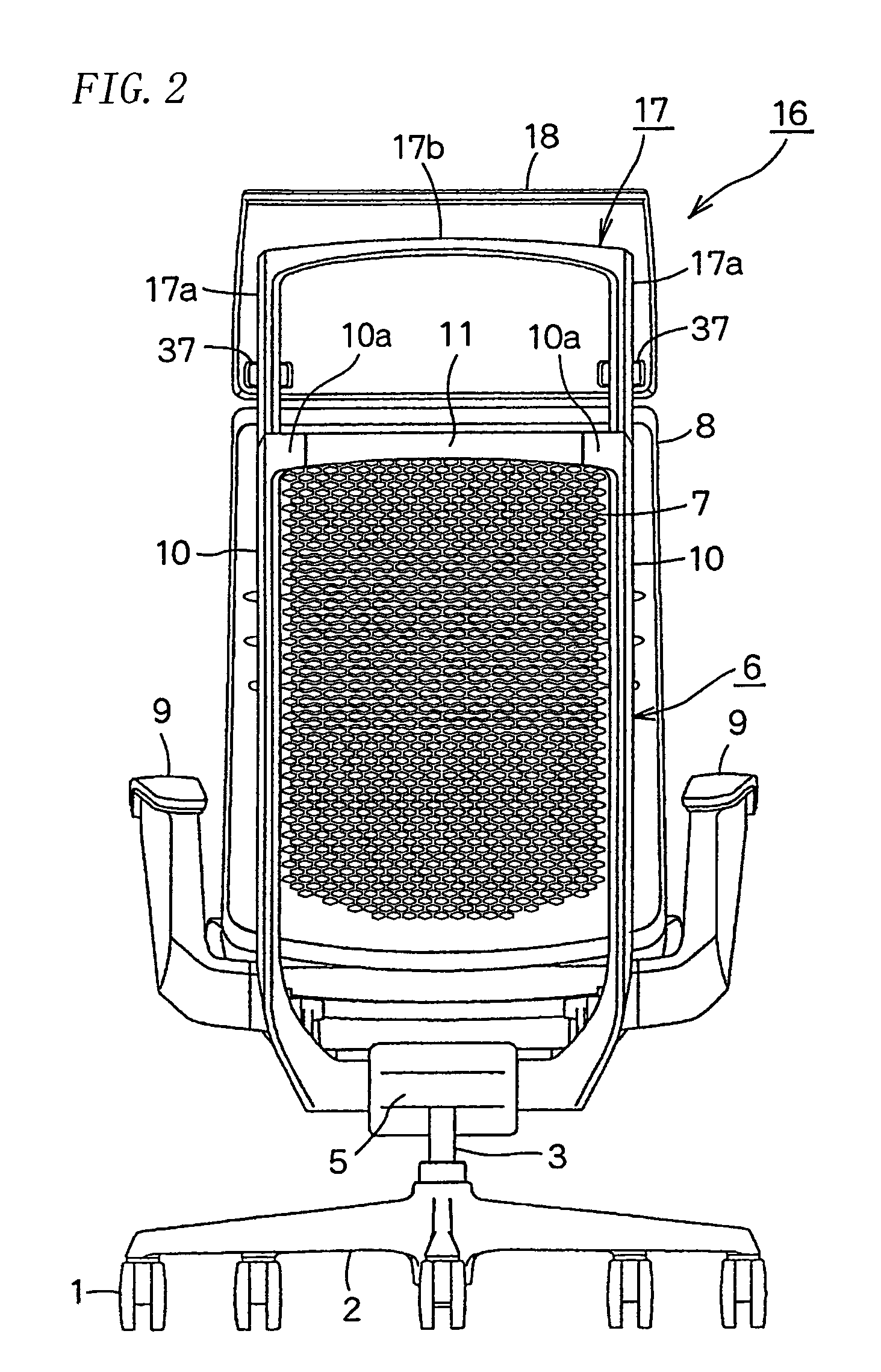 Headrest device in a chair