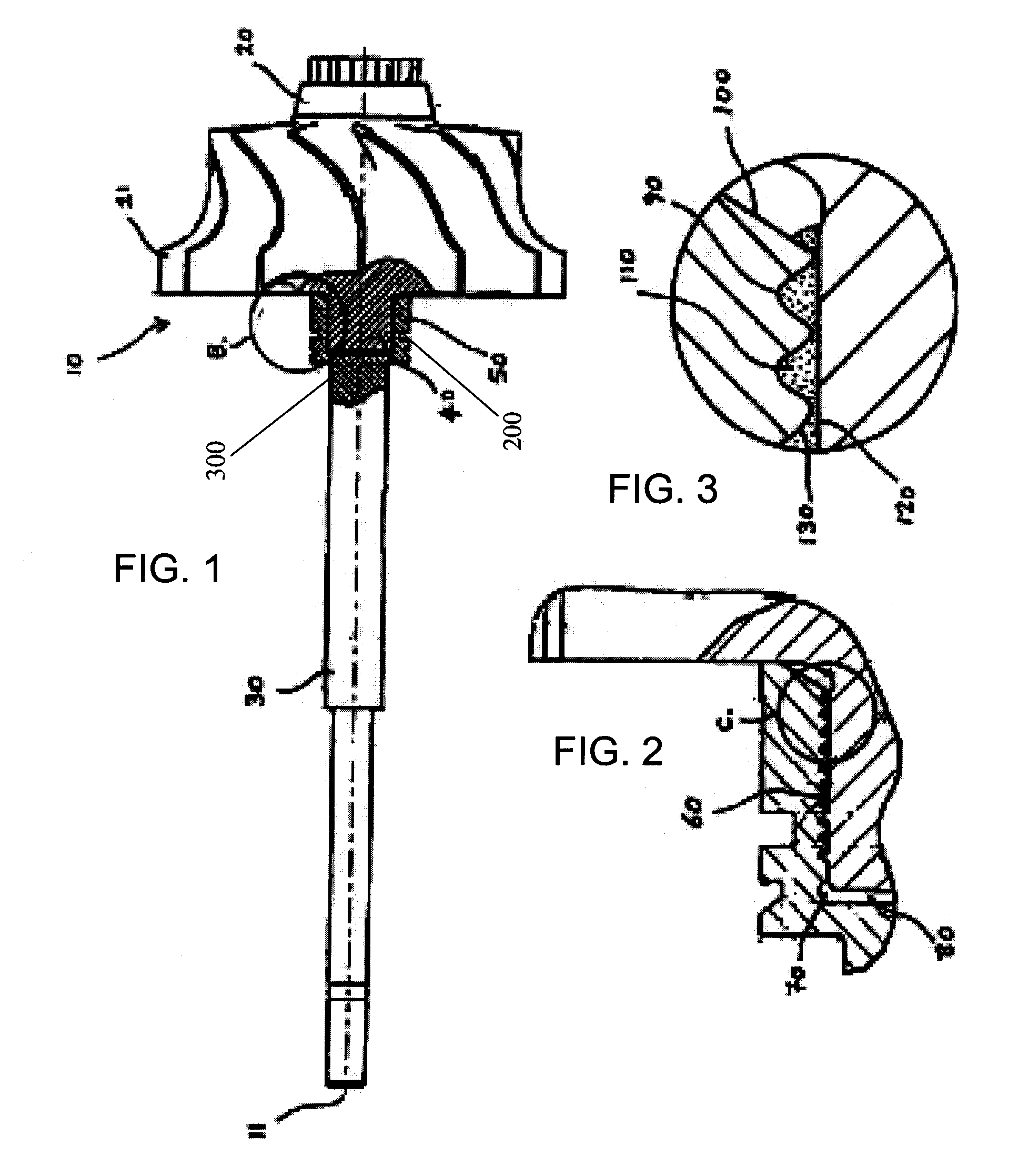 Titanium aluminide wheel and steel shaft connection thereto