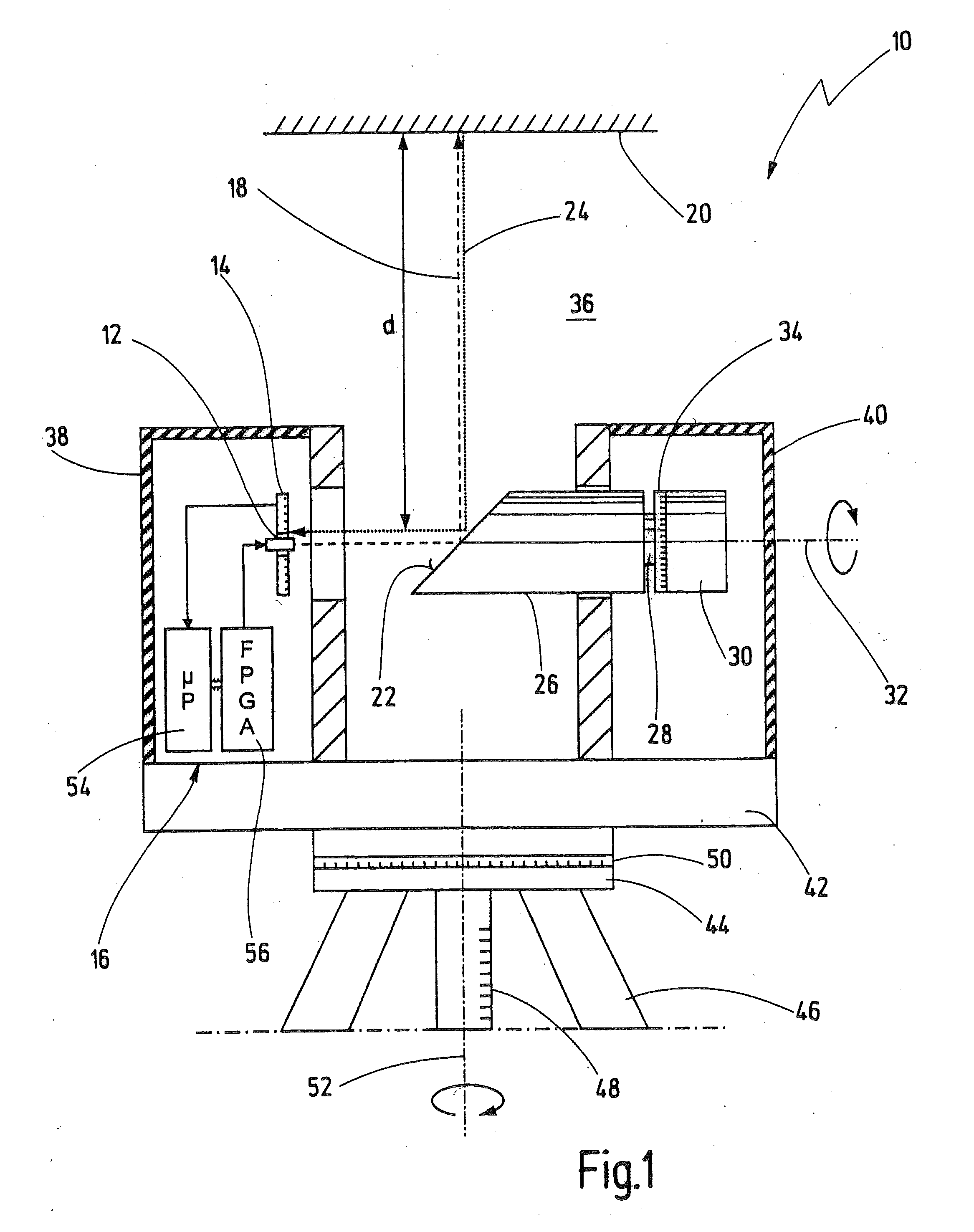 Method and device for determining a distance from an object