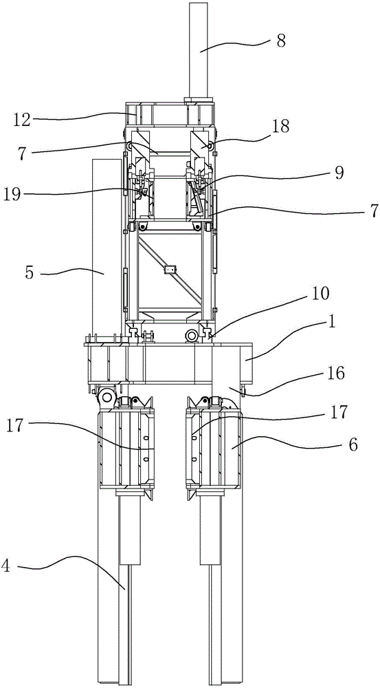 Drill pipe double-clamping system for pile driver