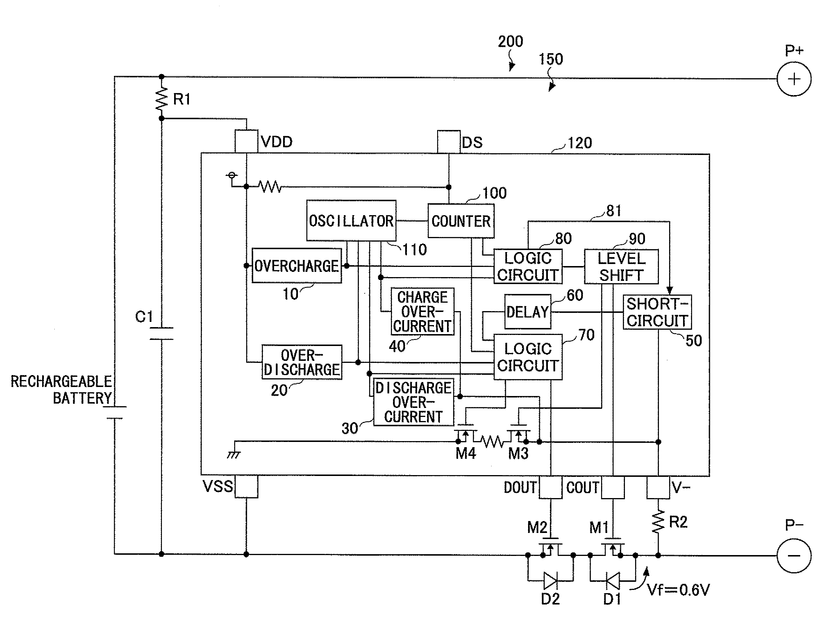 Rechargeable battery protection integrated circuit device, rechargeable battery protection module using the rechargeable battery protection integrated circuit device, and battery pack