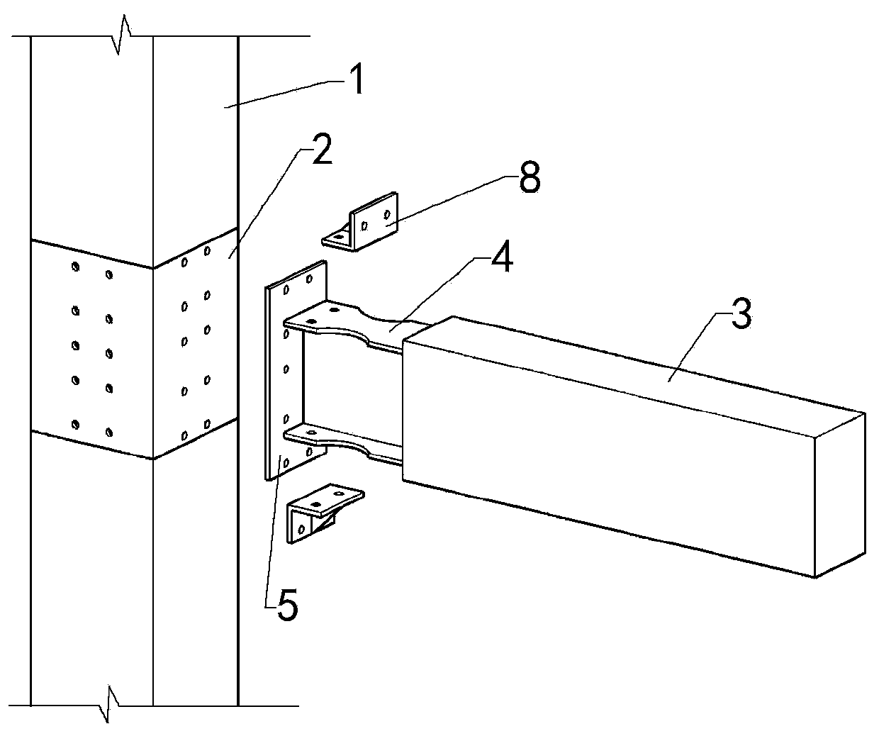 Steel-concrete beam and column connection joint with weakened section and construction method of steel-concrete beam and column connection joint