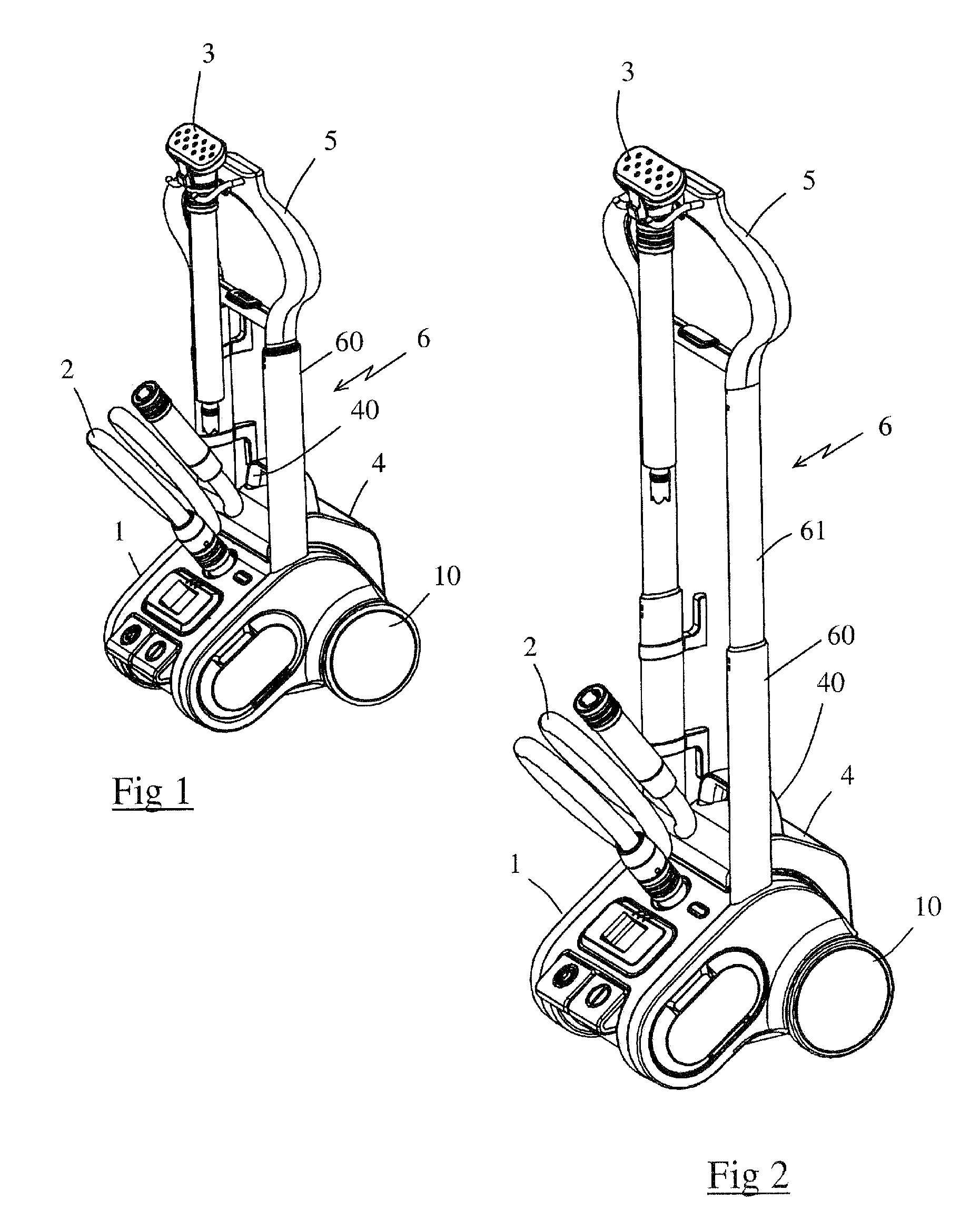 Locking device for telescoping pole and appliance provided with such a locking device