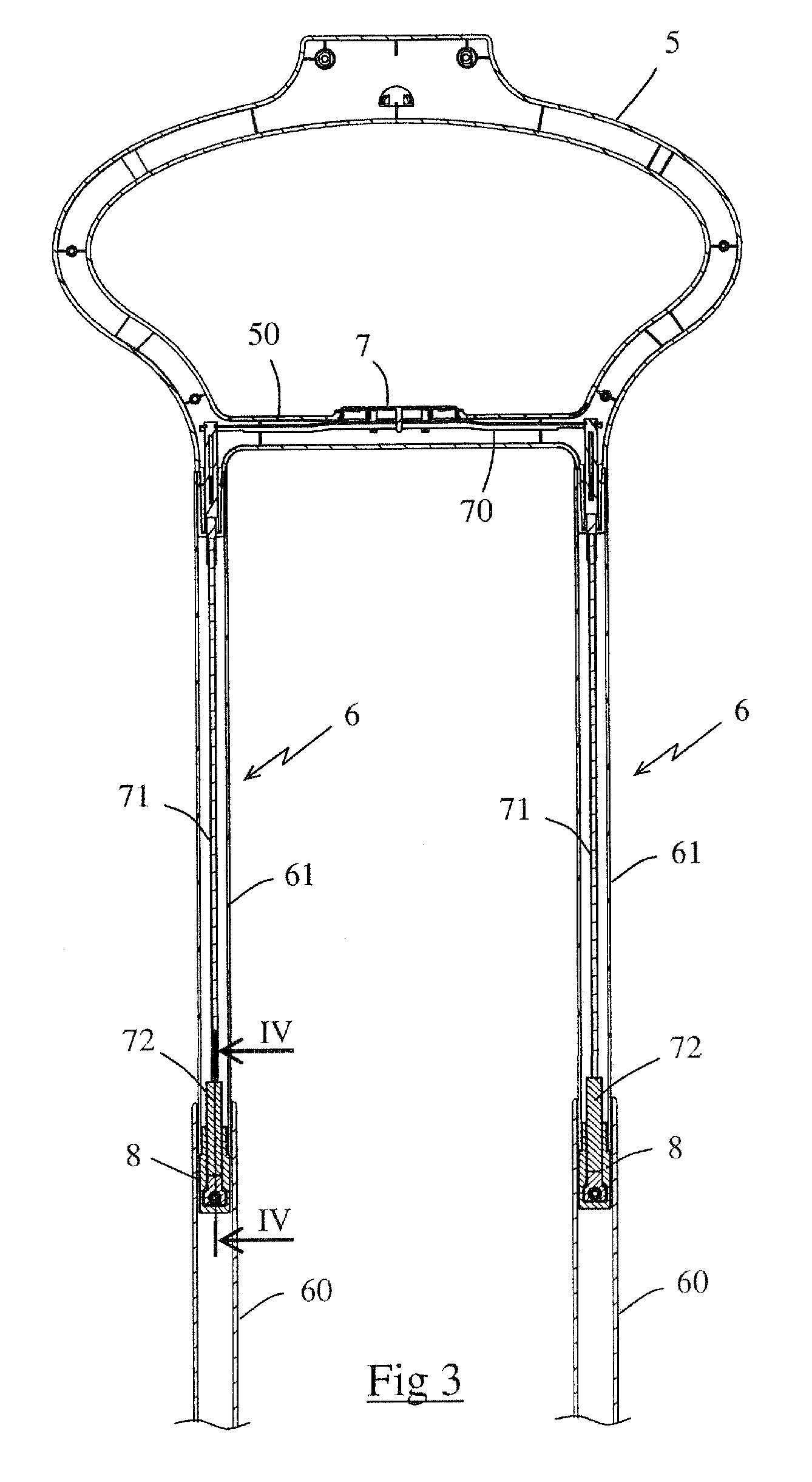 Locking device for telescoping pole and appliance provided with such a locking device