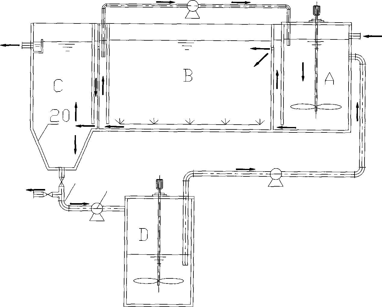 A/O denitrification sewage treatment process and device capable of realizing sludge reduction