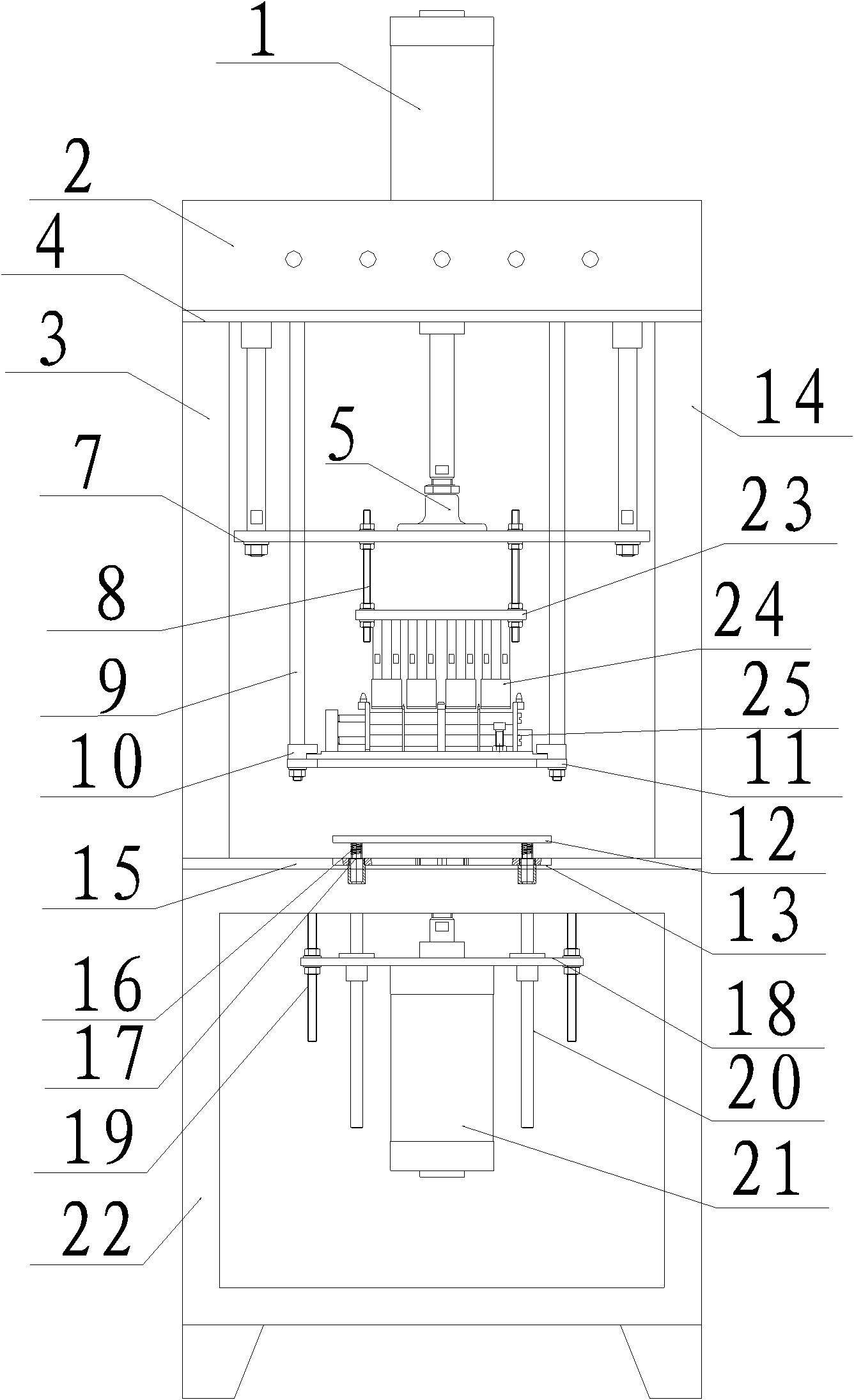 Machine for placing battery core into battery case for manufacturing lead-acid storage battery