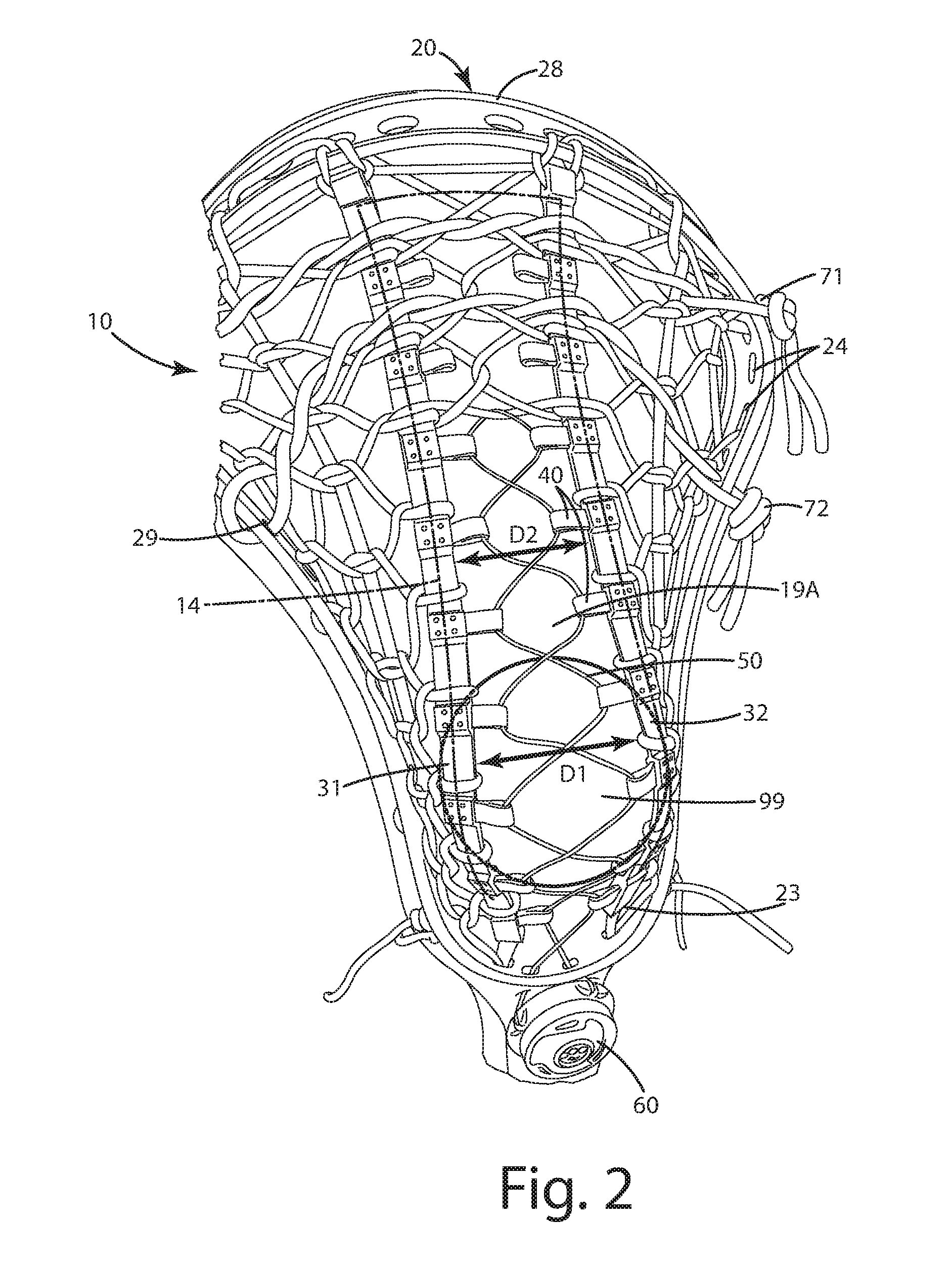 Lacrosse head pocket and related method of manufacture