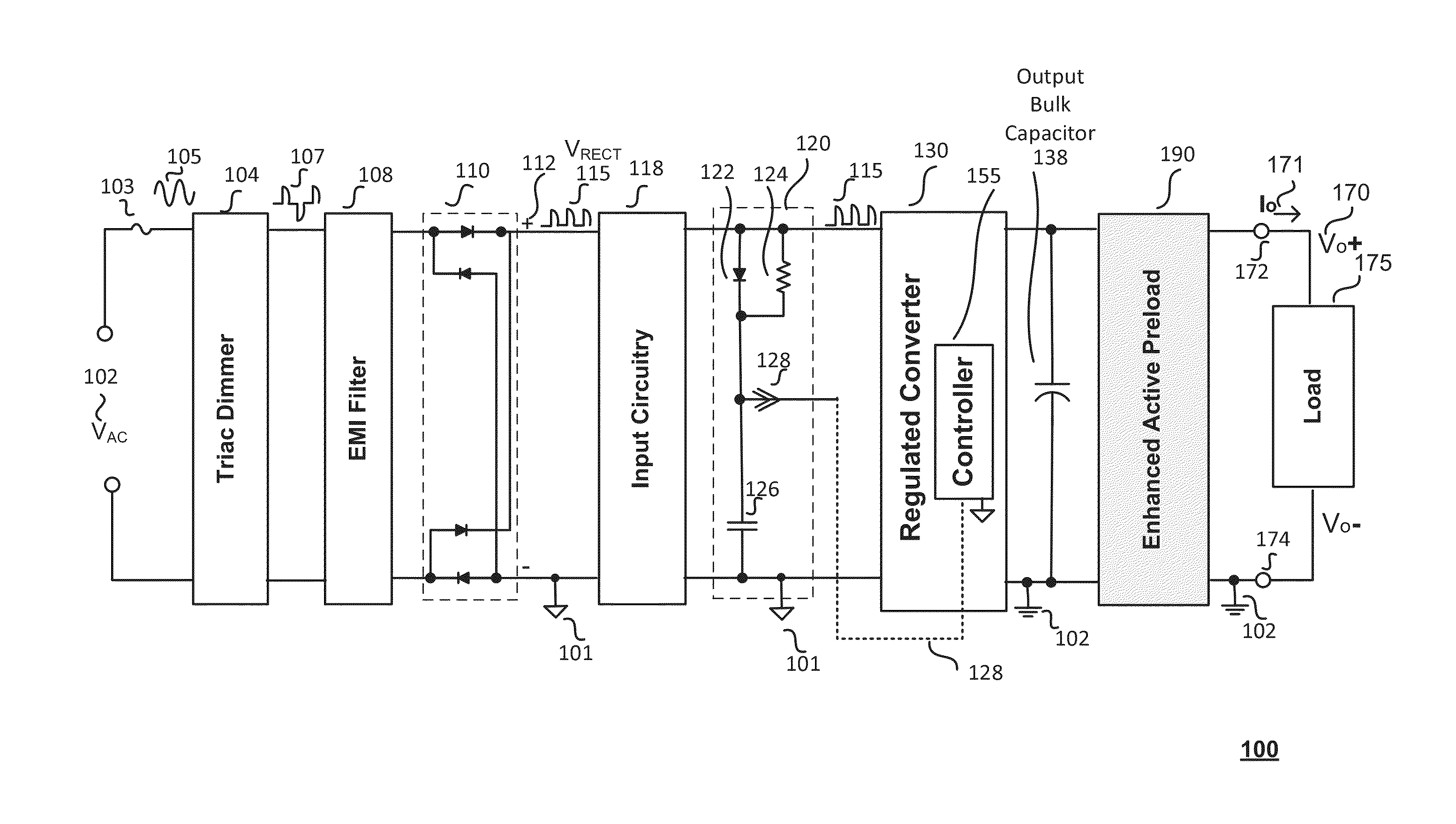 Enhanced active preload for high performance LED driver with extended dimming