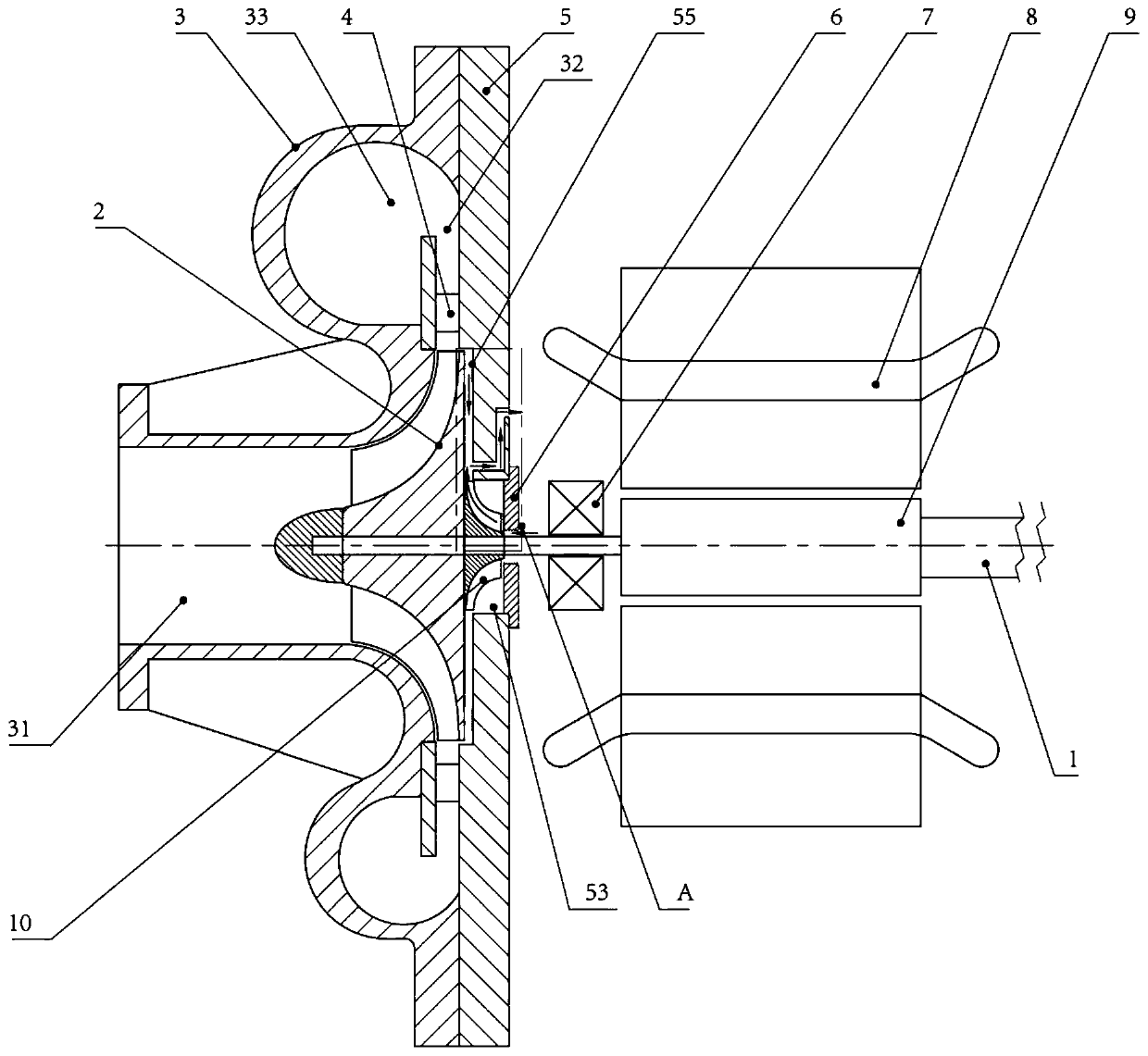 Centrifugal compressor and air blower driven by high-speed motor