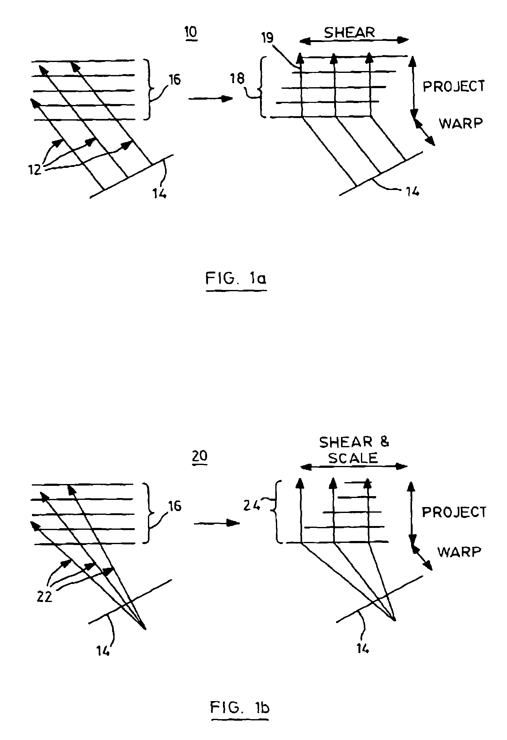 Perspective with shear warp