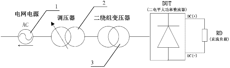 System and method for power examination test of large-power rectifier