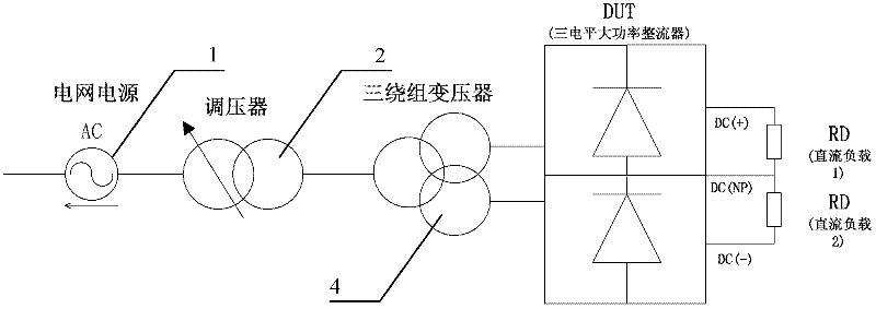 System and method for power examination test of large-power rectifier