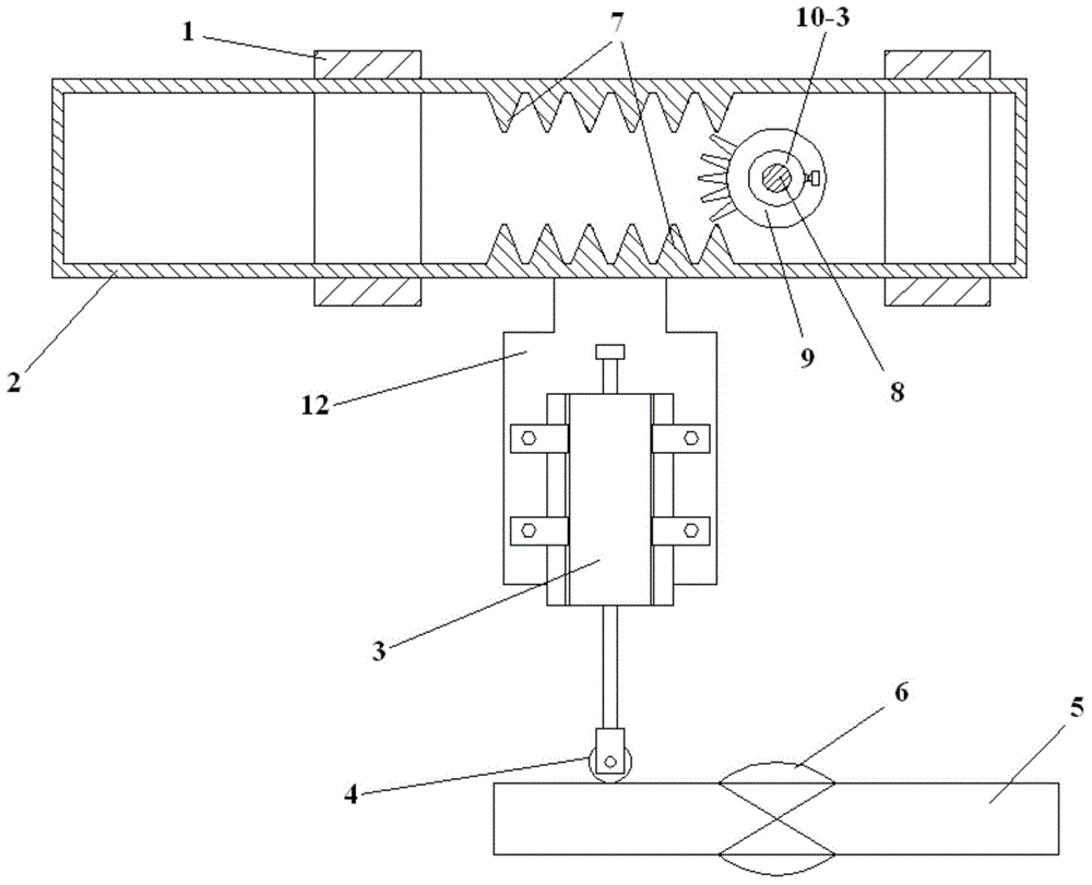 Contact type inter-plate welding line surplus height measuring device