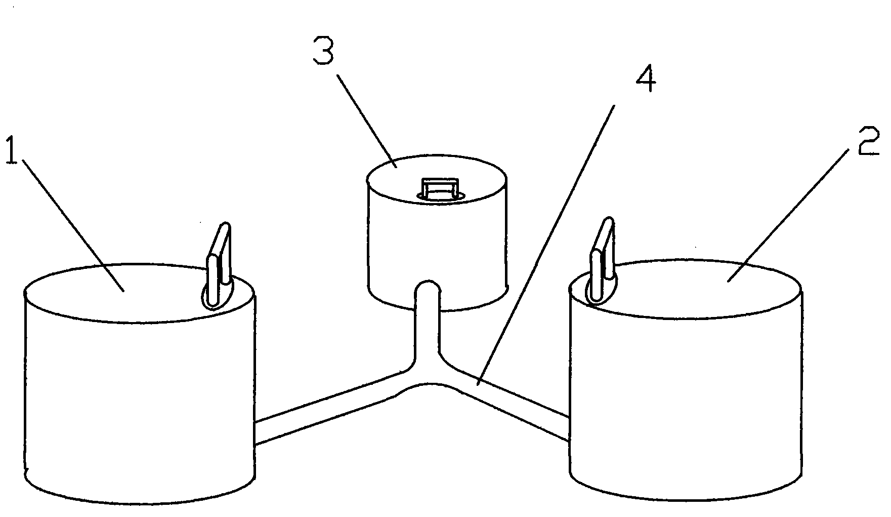 Three-person inflatable seesaw