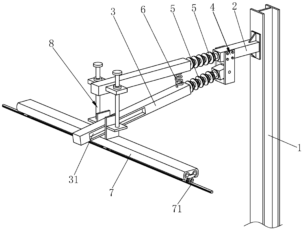 Tramcar contact line suspension device