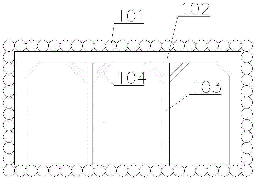 Underground space construction method and supporting structure