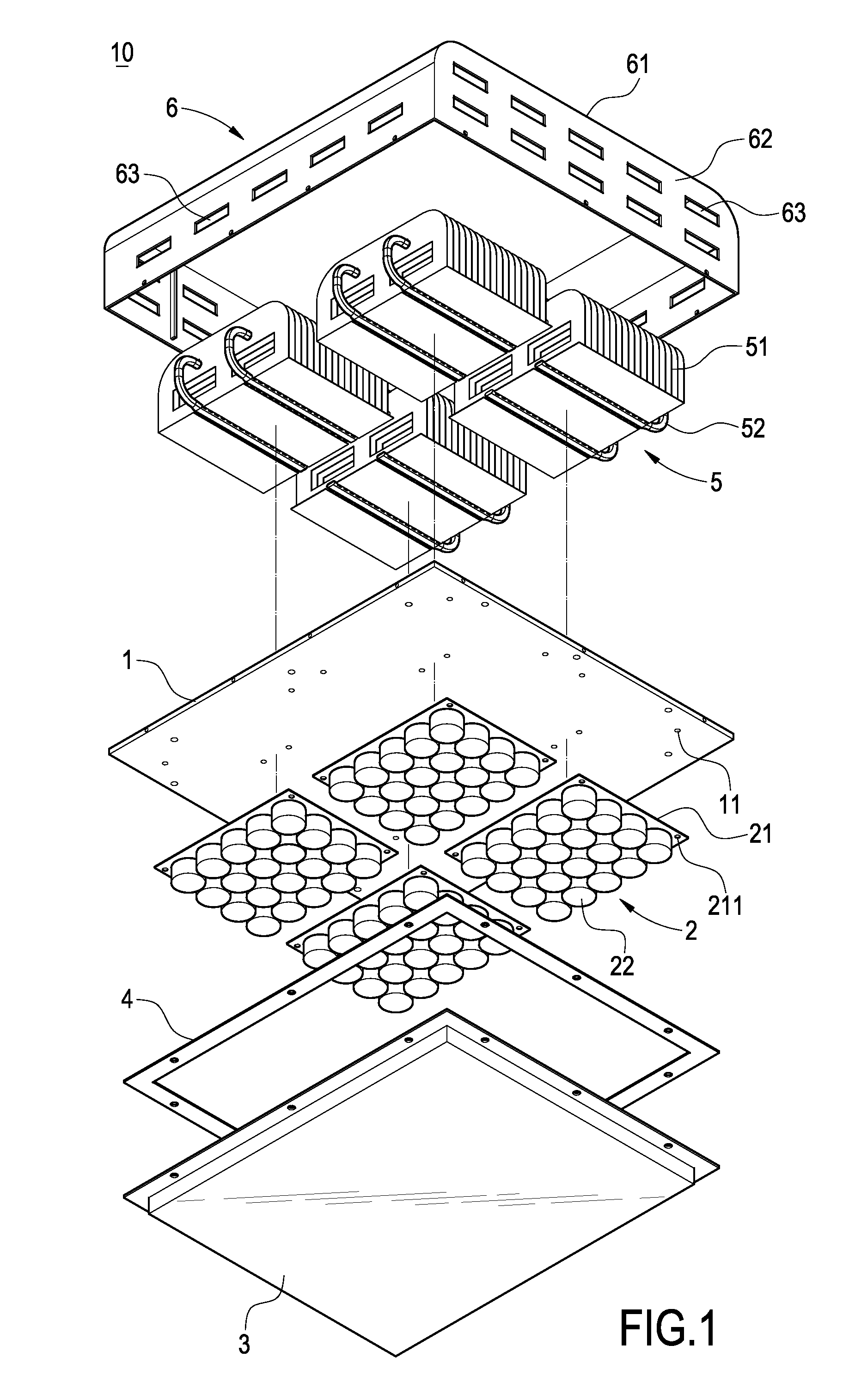 Assembled structure of large-sized LED lamp