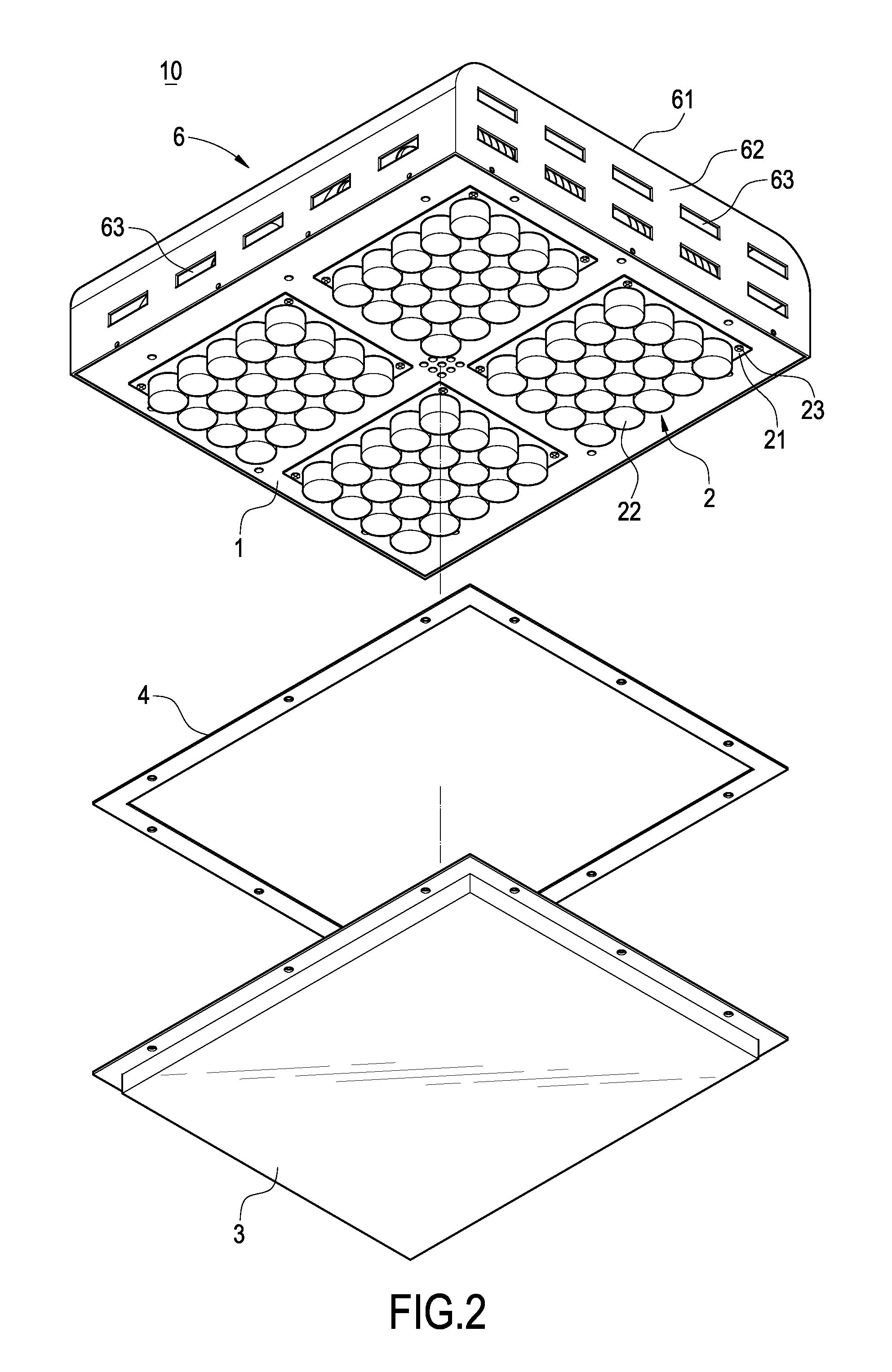 Assembled structure of large-sized LED lamp