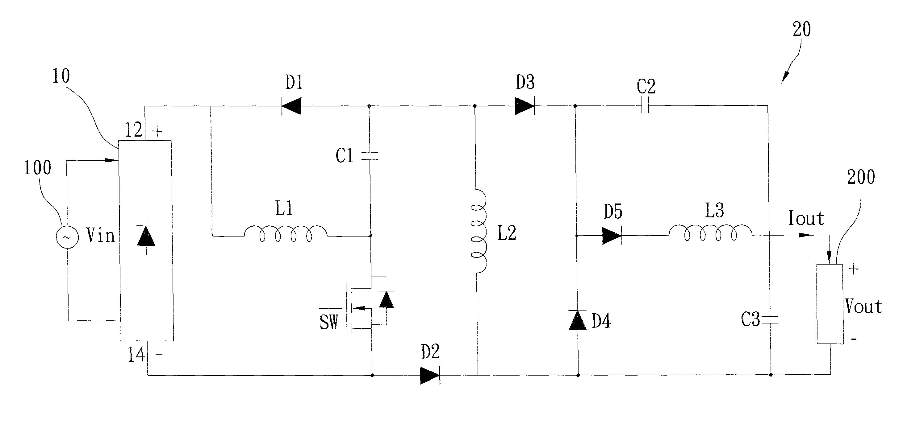 AC/DC converter and method of correcting power factor